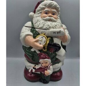 Alacarte Santa And Elf Gift List Ceramic Cookie Jar JC Penney Holiday Decor
